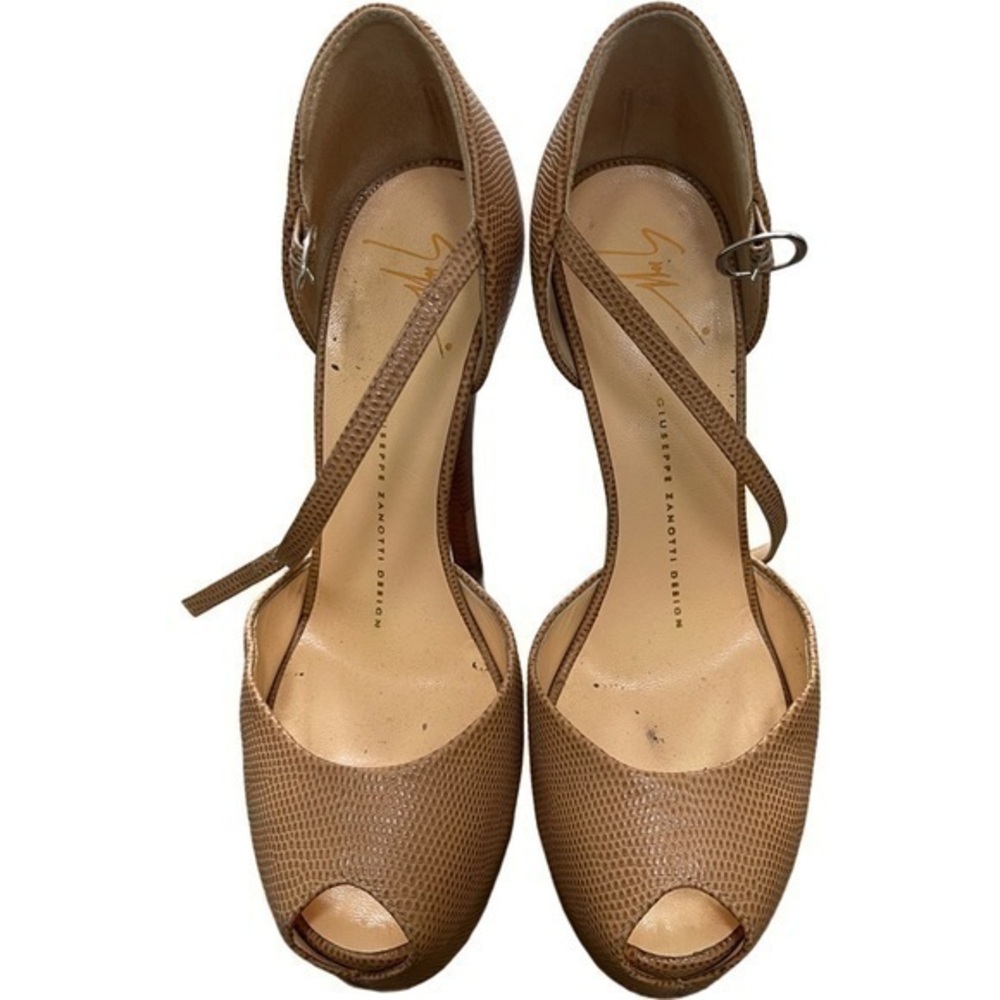 Giuseppe Zanotti Tan Peep Toe Heel with ankle strap